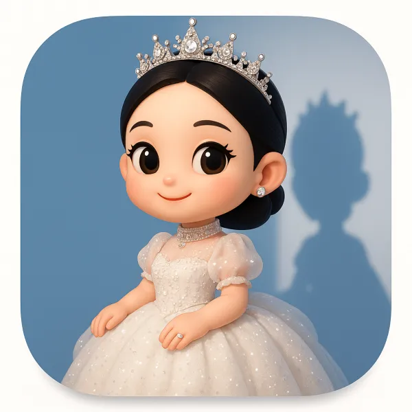Niedlicher 3D Chibi-Avatar in winterlicher Kleidung mit warmem Lächeln
