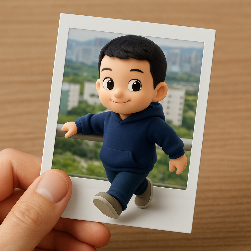 KI-transformiertes Bild im Polaroid-Stil: Ergebnis der künstlichen Intelligenz