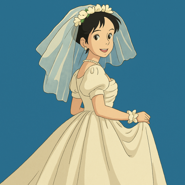 Märchenhafte Landschaft im Ghibli-Stil mit sanften Hügeln und warmem Licht