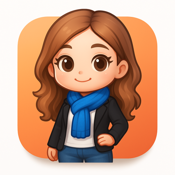 Niedlicher 3D Chibi-Avatar eines lächelnden Charakters in bunten Farben